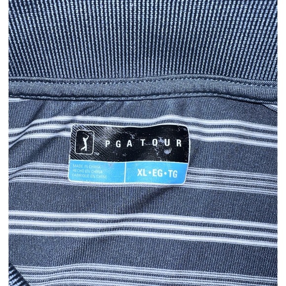 PGA Tour Golf Shirt Size XL Extra Large Polo Gray White Striped - Picture 4 of 11